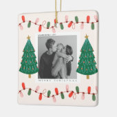 かわいいクリスマスファミリーフォトクリスマスホリデー葉書 セラミックオーナメント (左)