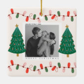 かわいいクリスマスファミリーフォトクリスマスホリデー葉書 セラミックオーナメント (裏面)