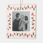 かわいいクリスマスファミリーフォトクリスマスホリデー セラミックオーナメント (左)