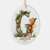 かわいいクリスマスフェアリーイニシャル「G」カスタム記念品 セラミックオーナメント (右)