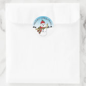 かわいいクリスマスフェスティバル雪だるまと雪片 ラウンドシール (バッグ)