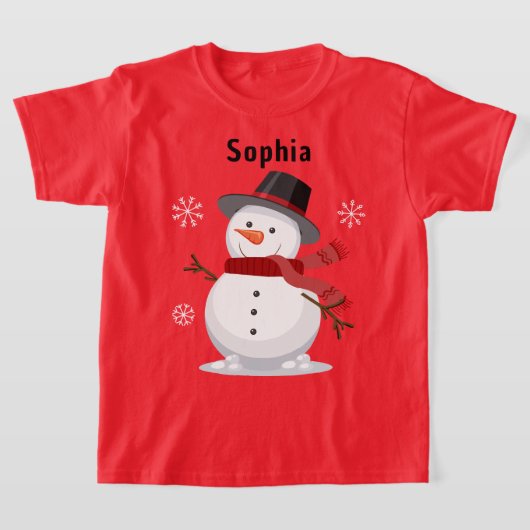 かわいいクリスマスフェスティバル雪カスタム男の女の子の名前 Tシャツ (レイダウン)