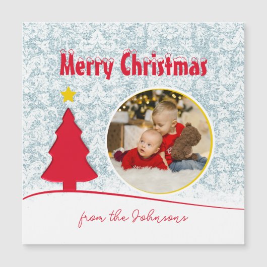 かわいいクリスマスフォトツリーホリデーマグネット (正面)