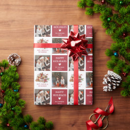 かわいいクリスマスフォトハッピー休日ギフトラッピングP ラッピングペーパー