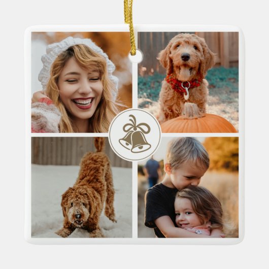 かわいいクリスマスフォトファミリーギフト セラミックオーナメント (正面)