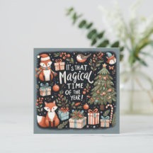 かわいいクリスマスフォレストロビンとキツネ