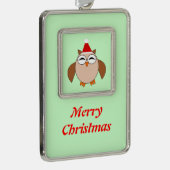 かわいいクリスマスフクロウのカスタマイズ可能オーナメント シルバープレートフレームオーナメント (右)