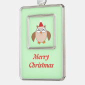 かわいいクリスマスフクロウのカスタマイズ可能オーナメント シルバープレートフレームオーナメント (左)