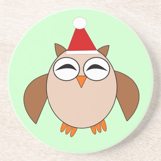 かわいいクリスマスフクロウのコースター コースター (正面)