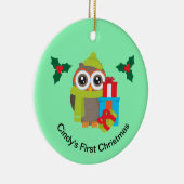 かわいいクリスマスフクロウのトナカイ セラミックオーナメント (右)