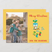 かわいいクリスマスフクロウの写真 シーズンカード (正面/裏面)