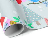 かわいいクリスマスフクロウの柄 ラッピングペーパー (ロールコーナー)