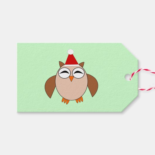 かわいいクリスマスフクロウカスタムの贈り物ラベル ギフトタグ (正面(横))