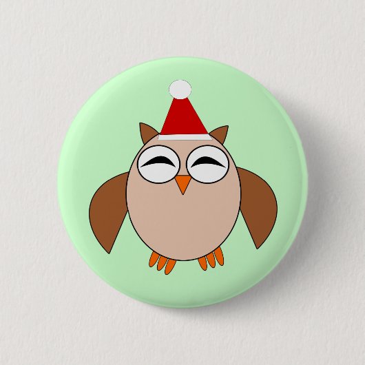 かわいいクリスマスフクロウボタン 缶バッジ (正面)