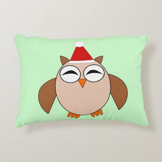 かわいいクリスマスフクロウ枕 アクセントクッション (正面)