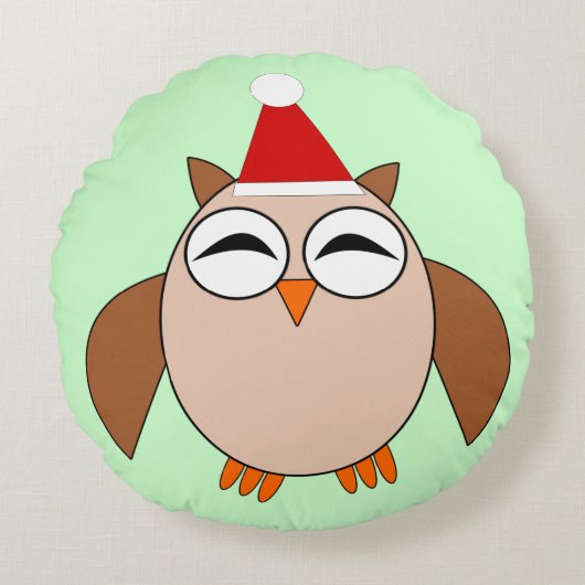 かわいいクリスマスフクロウ枕 ラウンドクッション (正面)