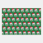 かわいいクリスマスフクロウ緑 ラッピングペーパーシート (正面3)