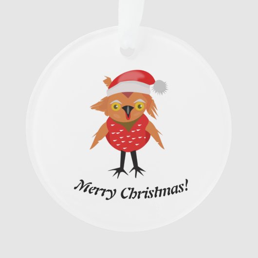 かわいいクリスマスフクロウ オーナメント (正面)