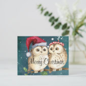 かわいいクリスマスフクロウ シーズンポストカード (スタンド正面)