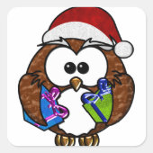 かわいいクリスマスフクロウ スクエアシール (正面)