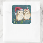 かわいいクリスマスフクロウ スクエアシール (バッグ)
