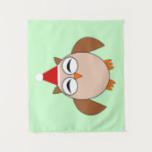 かわいいクリスマスフクロウ タペストリー (正面)