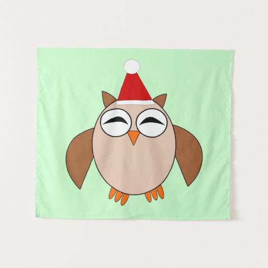かわいいクリスマスフクロウ タペストリー (正面(横))