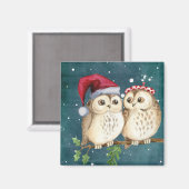 かわいいクリスマスフクロウ マグネット (正面/裏面)