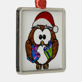 かわいいクリスマスフクロウ メタルオーナメント (右)