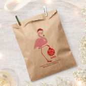 かわいいクリスマスフラミンゴとタイポグラフィ フェイバーバッグ (クリップ留めされた状態)