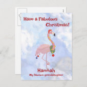 かわいいクリスマスフラミンゴ シーズンポストカード (正面/裏面)