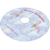 かわいいクリスマスフラミンゴ ブラッシュドポリエステルツリースカート (アングル)