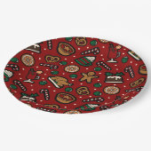 かわいいクリスマスフードパターン紙プレートin赤 ペーパープレート (アングル)