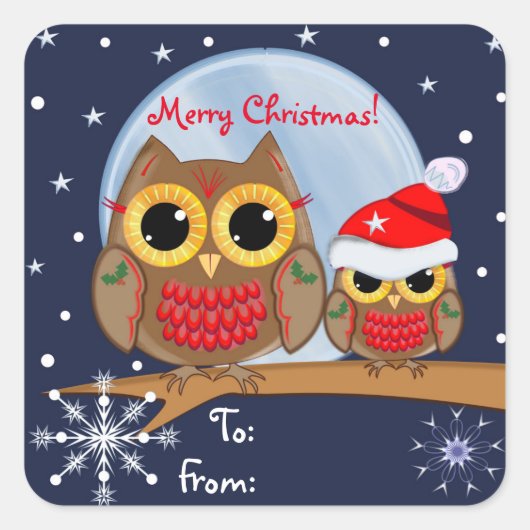 かわいいクリスマスフール&カスタム文字シール スクエアシール (正面)