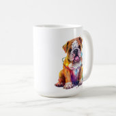 かわいいクリスマスブルドッグの子犬 コーヒーマグカップ (正面右)