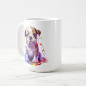 かわいいクリスマスブルドッグの子犬 コーヒーマグカップ (正面左)