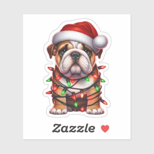 かわいいクリスマスブルドッグ シール (シート)