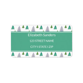 かわいいクリスマスブルーグリーンツリー ラベル