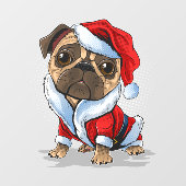 かわいいクリスマスプグサンタスーツ ウィンドウサイン (シート)