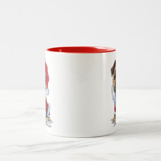 かわいいクリスマスプグサンタスーツ ツートーンマグカップ (中央)