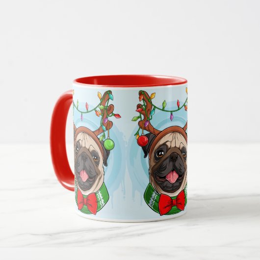 かわいいクリスマスプッグマグカップ マグカップ (正面左)