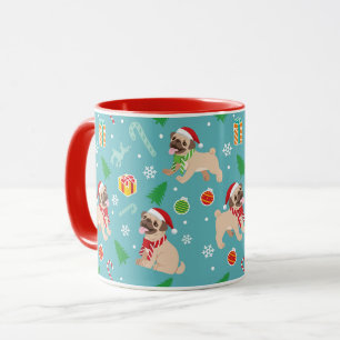 かわいいクリスマスプッグマグカップ マグカップ
