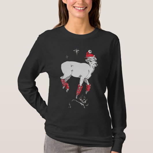 かわいいクリスマスプランキヤギラムEwe Jingle Bell Tシャツ (正面)