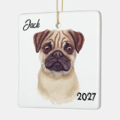 かわいいクリスマスプードル セラミックオーナメント (左)