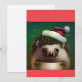 かわいいクリスマスヘッジホッグ、ヘッジホッグサンタTシャツ シーズンカード (正面/裏面)