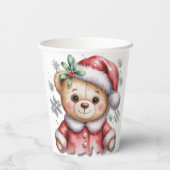 かわいいクリスマスベアと雪の結晶のベビーシャワー 紙コップ (裏面)