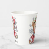 かわいいクリスマスベアと雪の結晶のベビーシャワー 紙コップ (左)