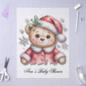 かわいいクリスマスベアと雪の結晶のベビーシャワー 薄葉紙 (クラフト)