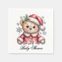 かわいいクリスマスベアと雪の結晶