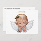 かわいいクリスマスベビーエンジェルヘッドインハンズ ポストカード (正面/裏面)